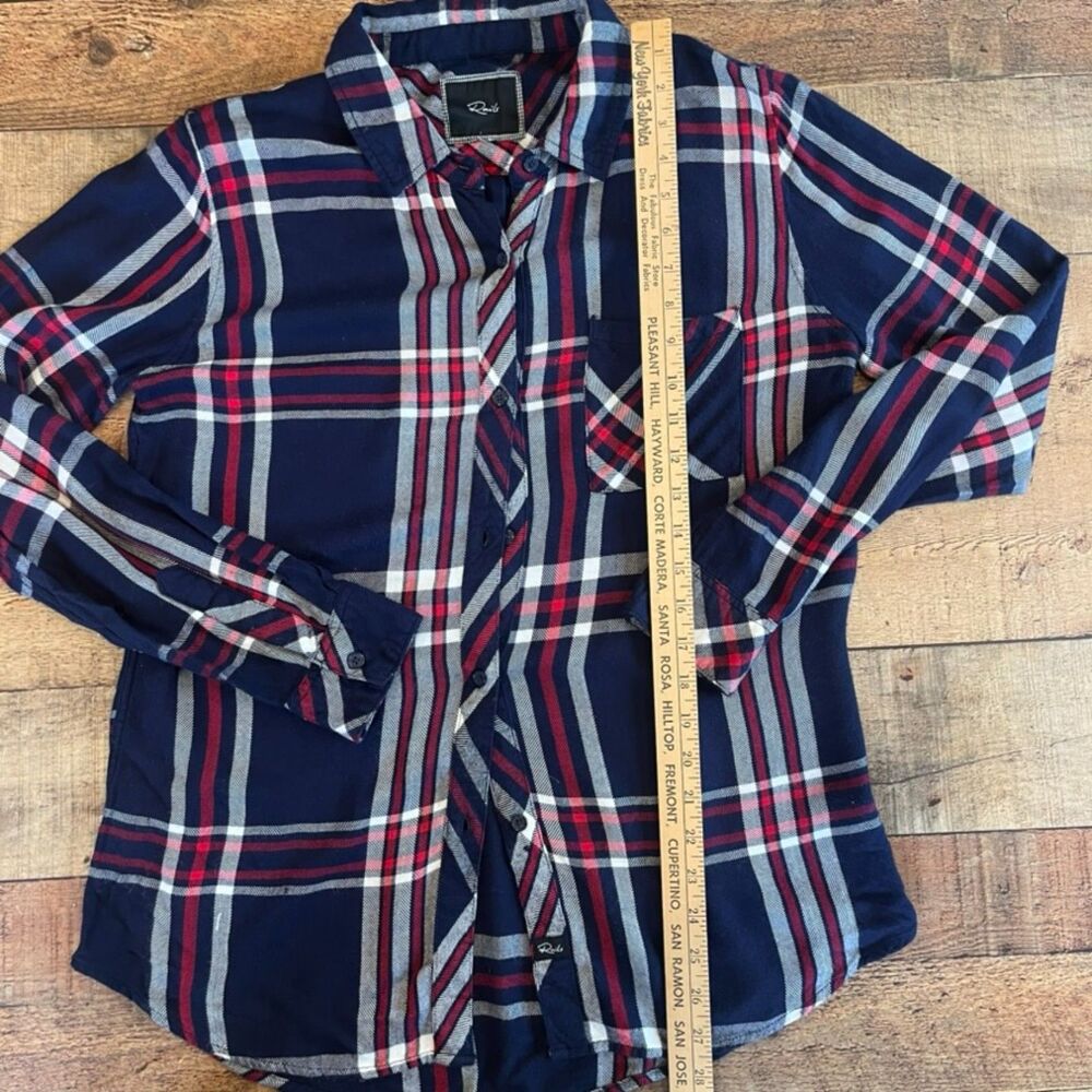 Rails Hunter Navy Blue Plaid Flannel Shirt Button Front Small $188 - Picture 6 of 9